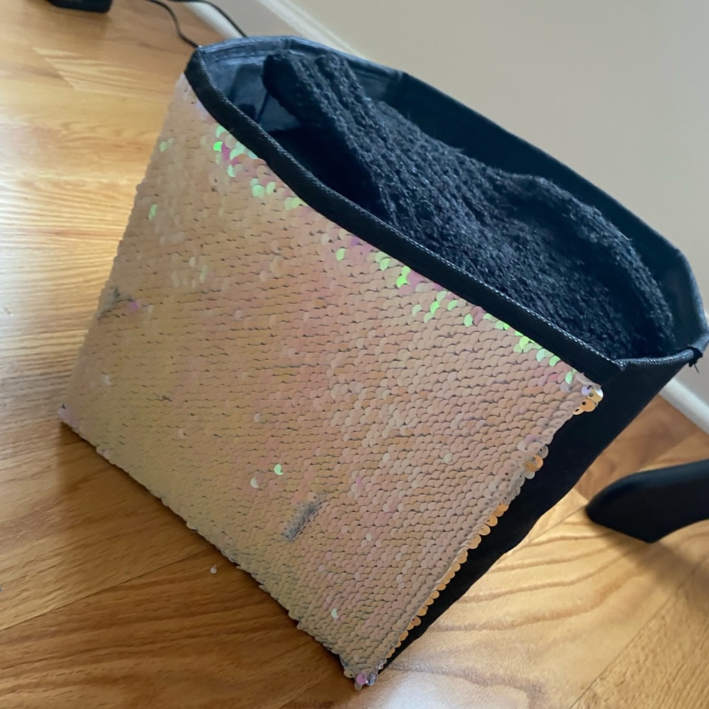 Sequin storage home decor tote